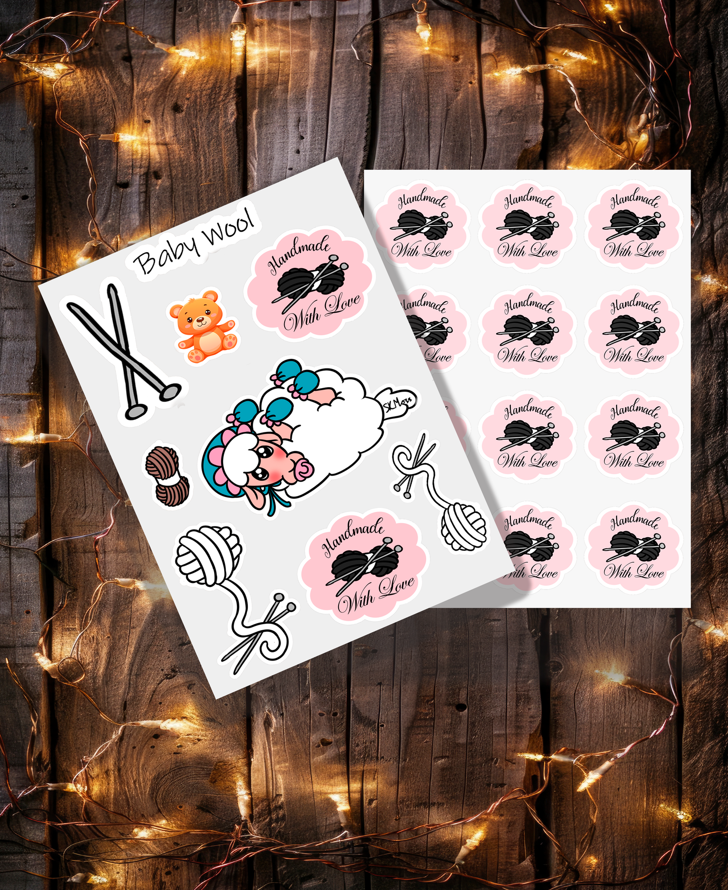 Pack of Glossy Stickers - Baby Wool