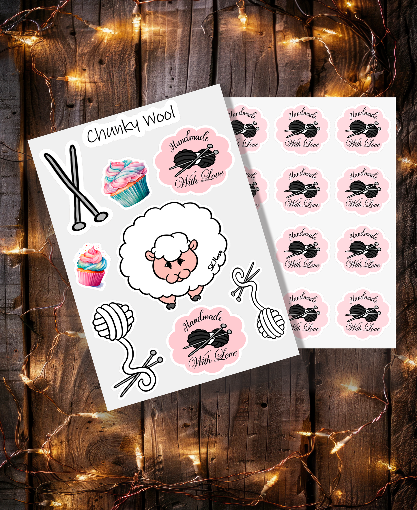 Pack of Glossy Stickers - Chunky Wool