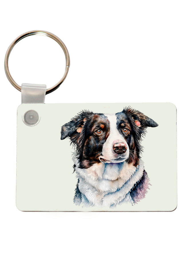 Collie Dog Printed Mdf Keyring