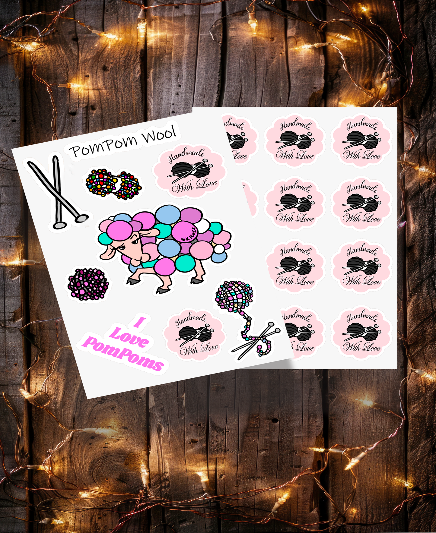 Pack of Glossy Stickers - PomPom Wool