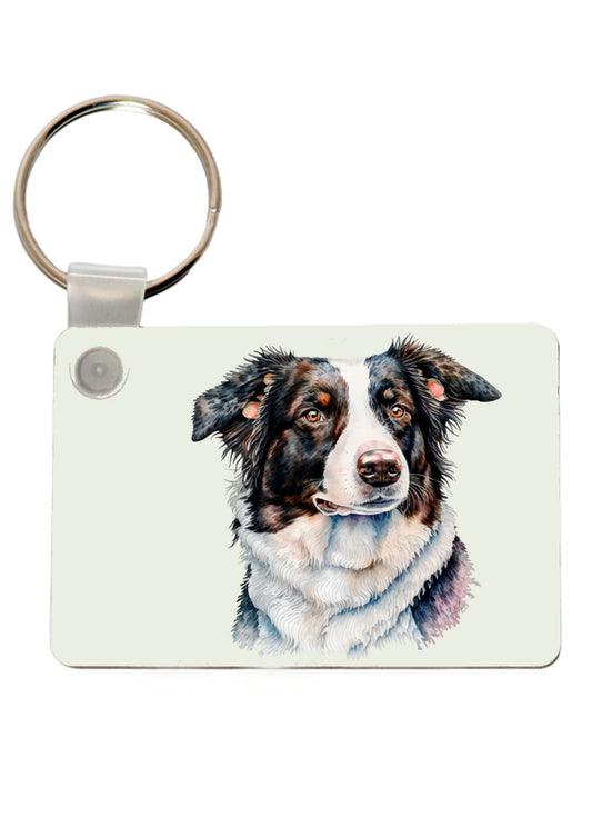 Collie Dog Printed Mdf Keyring