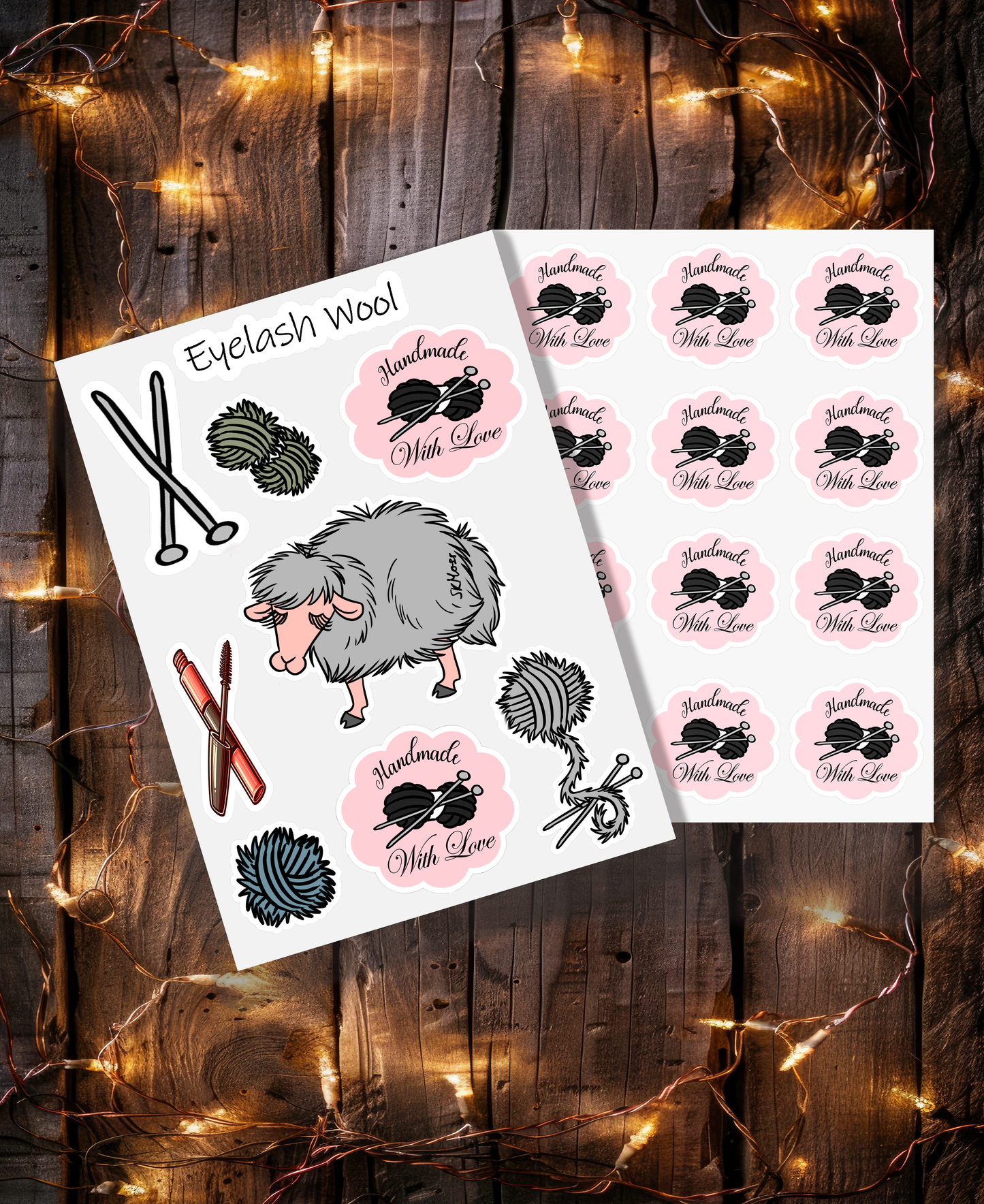 Pack of Glossy Stickers - Eyelash Wool