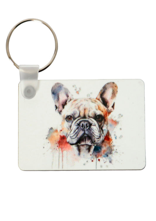 french bulldog printed mdf keyring
