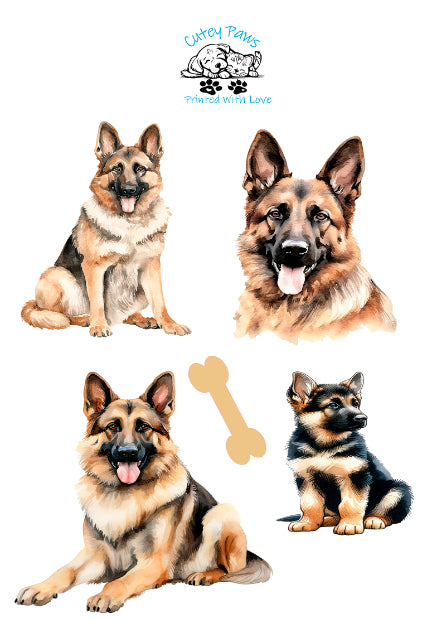 German shepherd glossy stickers