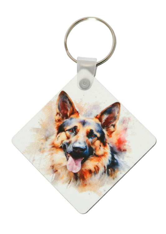 German Shepherd  printed mdf keyring