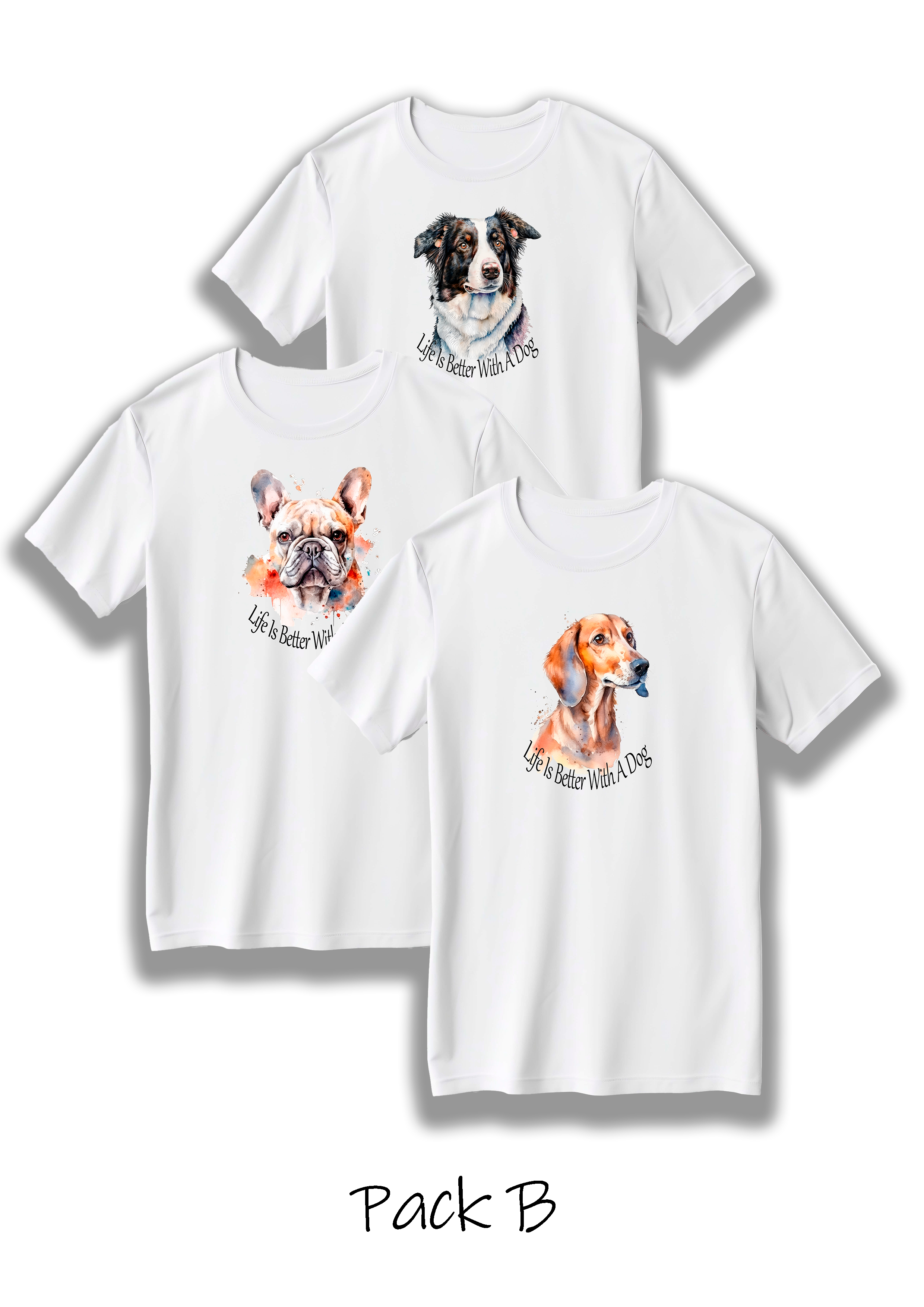 Wholesale pack of dog print t shirts
